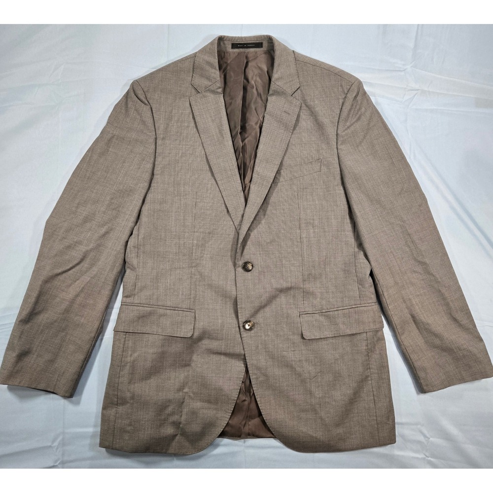 BOSS Hugo Boss Mens Super 120 Wool Blazer Tan Grey Micro Pattern Sport Coat 40R
